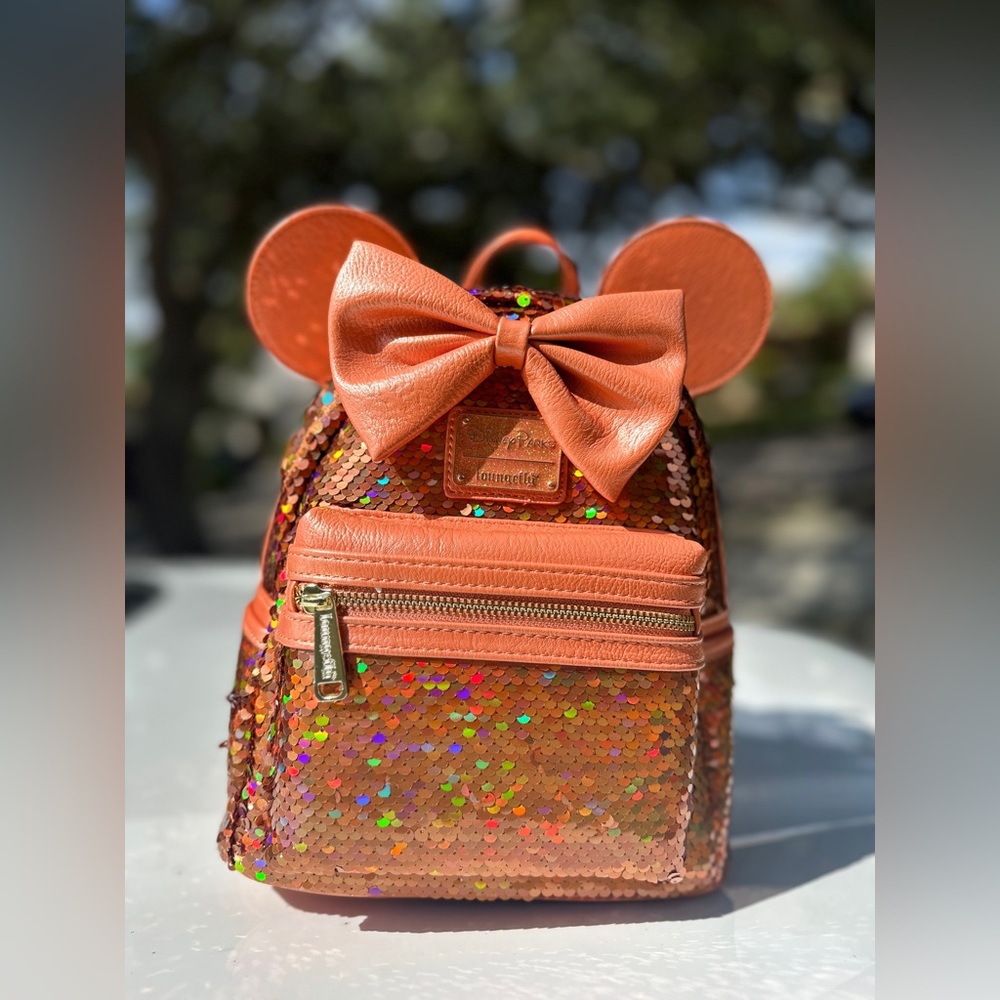 Loungefly Disney Apricot Crush sequined backpack NWT